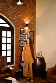 Wrinkled Brown Solid Co Ord Set