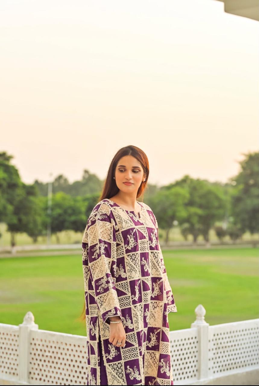 Purple Chikankari Set
