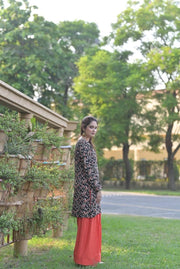 Black Daisy Flowered Two-Piece Set