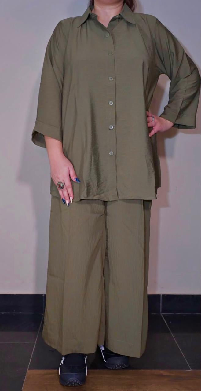 Olive Green Solid Co-Ord Set